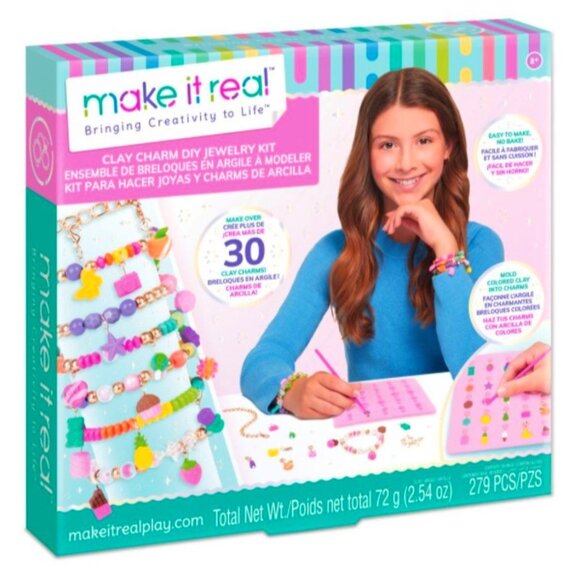 Clay Charm DIY Jewelry Kit With 279 Pieces Includes Molding Tools Beads & Chains - Picture 1 of 6